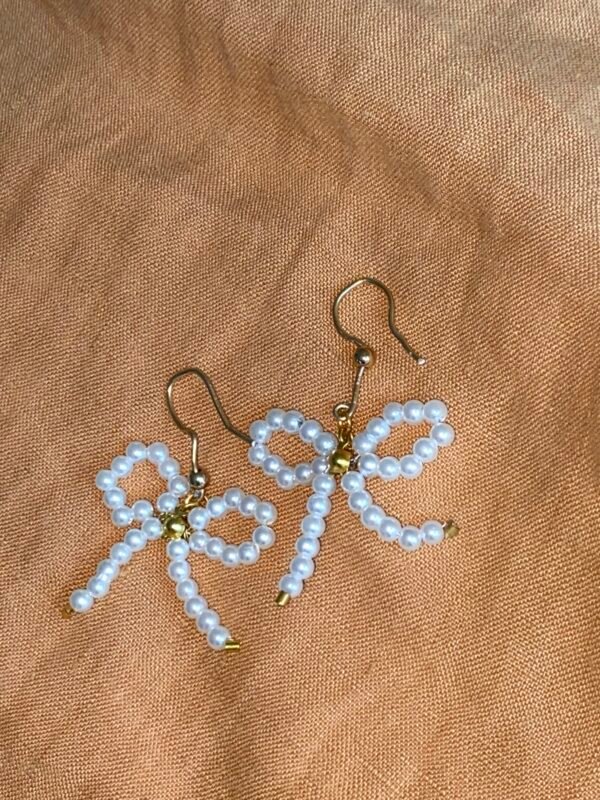 Pearl Bow Earrings - Image 2